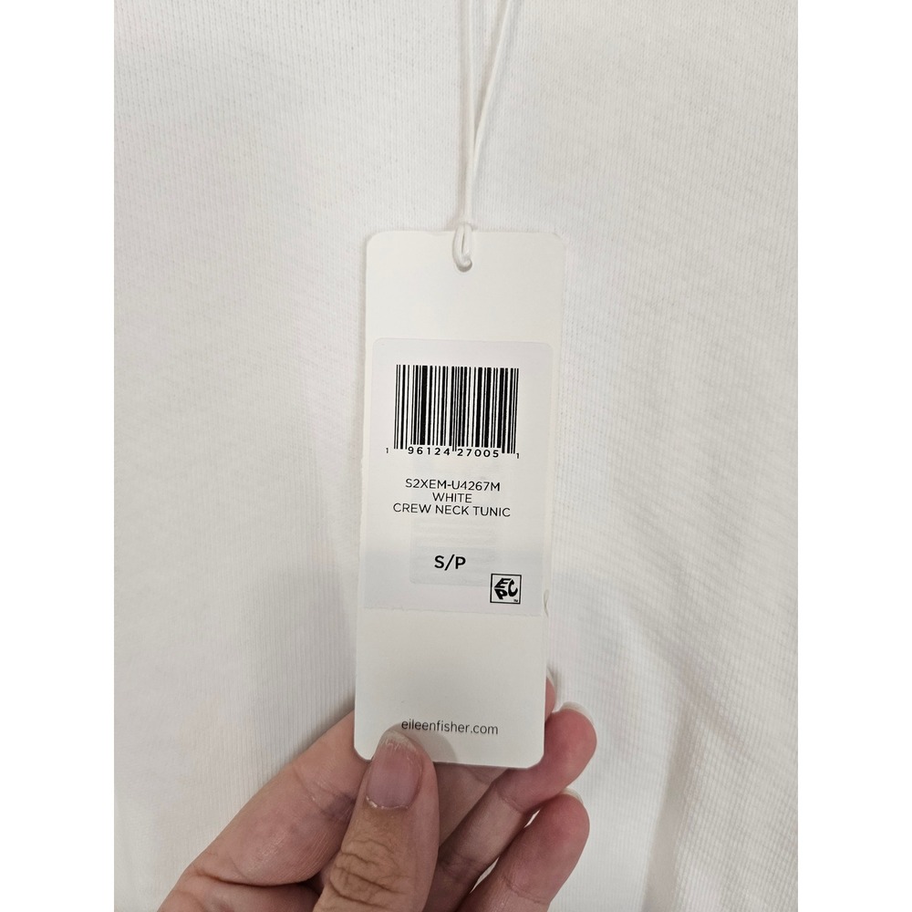 NWT Eileen Fisher White Organic Cotton Crew Neck Tunic Tank Top Small - Picture 3 of 8